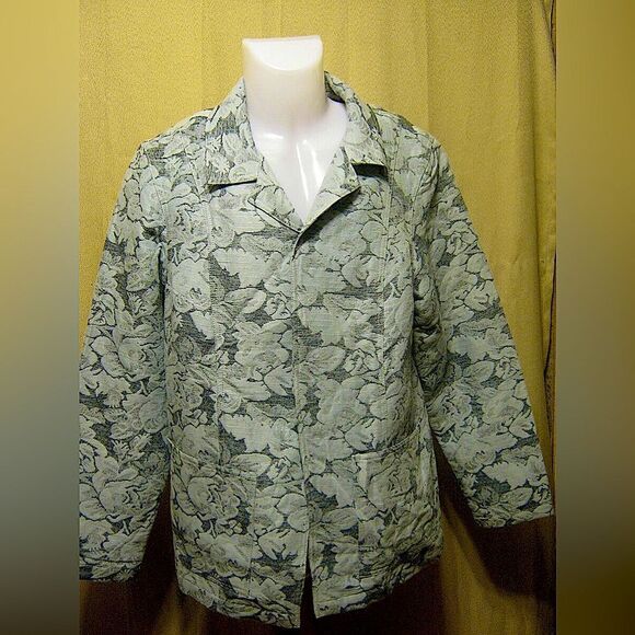 Elegant Dialogue Floral Linen-Cotton Blazer - Picture 1 of 4